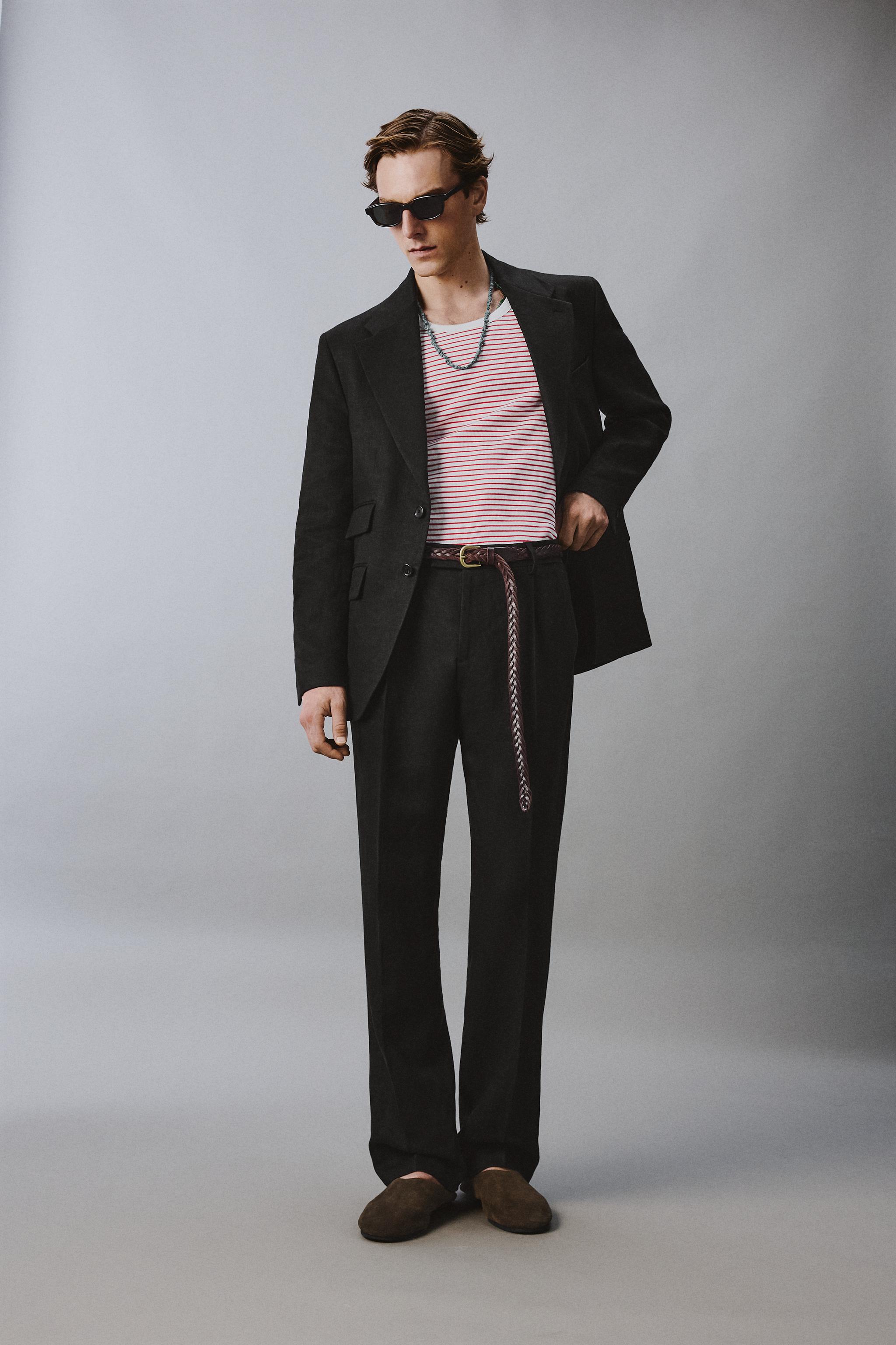 PANTALON DE COSTUME EN TWILL 100 % LIN AARON LEVINE X ZARA